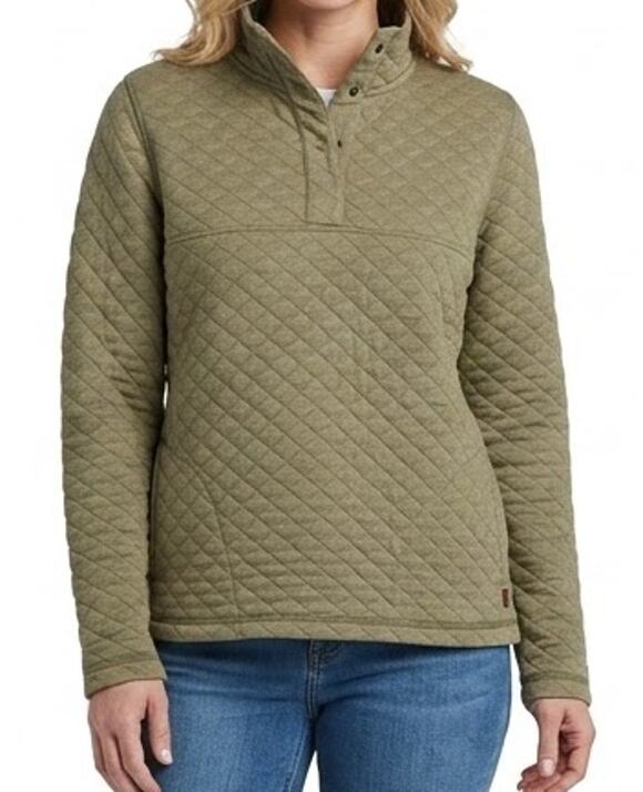 Avalanche Tops - Avalanche Olive Green Quilted Long Sleeve Pullover Henley Sweatshirt Jacket sz M